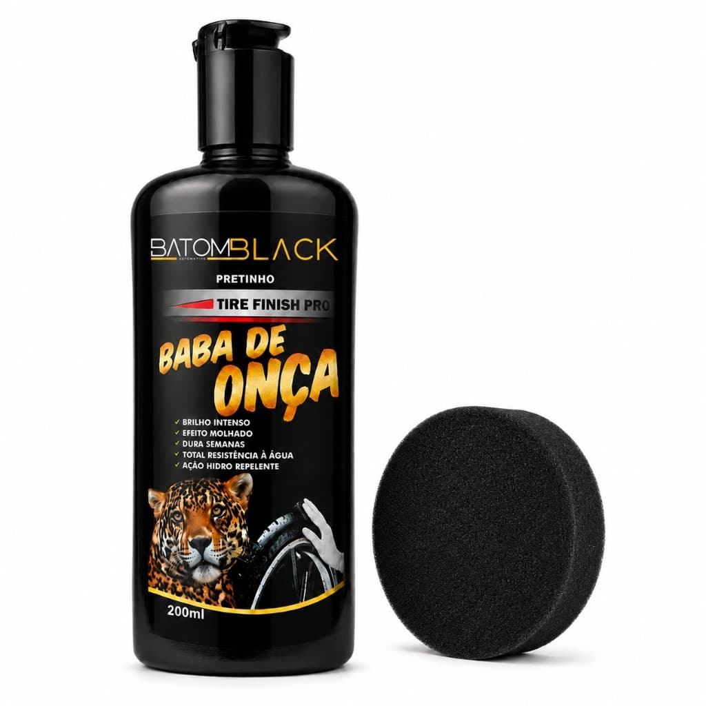 Pretinho Gel Pneu Baba de Onça Batom Black 200ml Brilho Molhado Resistente à Chuva Duradouro