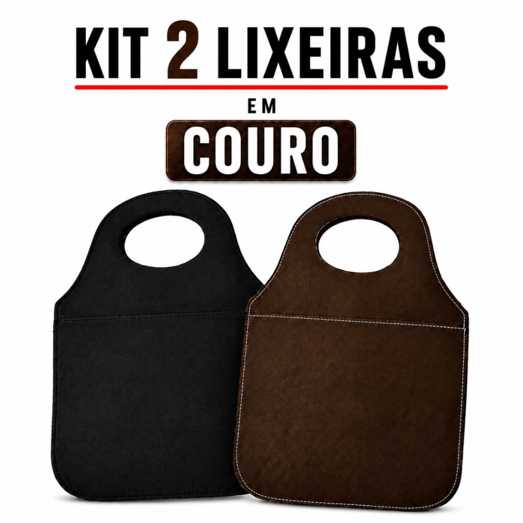 𝗞𝗜𝗧 𝗖𝗢𝗠 𝟮 Lixeiras para Carro em Couro | Organizador Automotivo PREMIUM