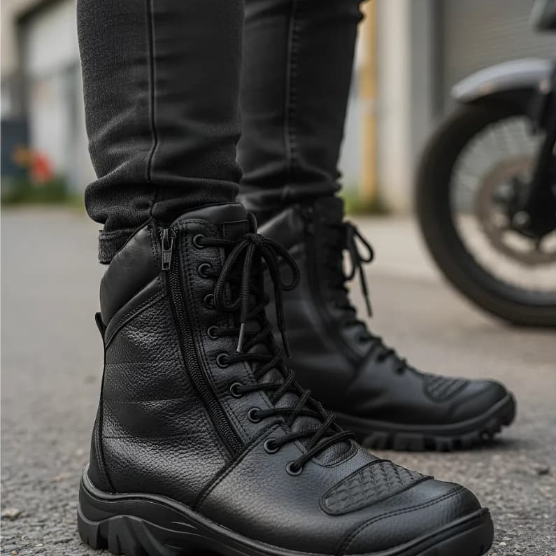 Bota Motociclista Masculina Tática Cano Alto Solado Tratorado Leve Conforto Estrada Piloto Homem Top