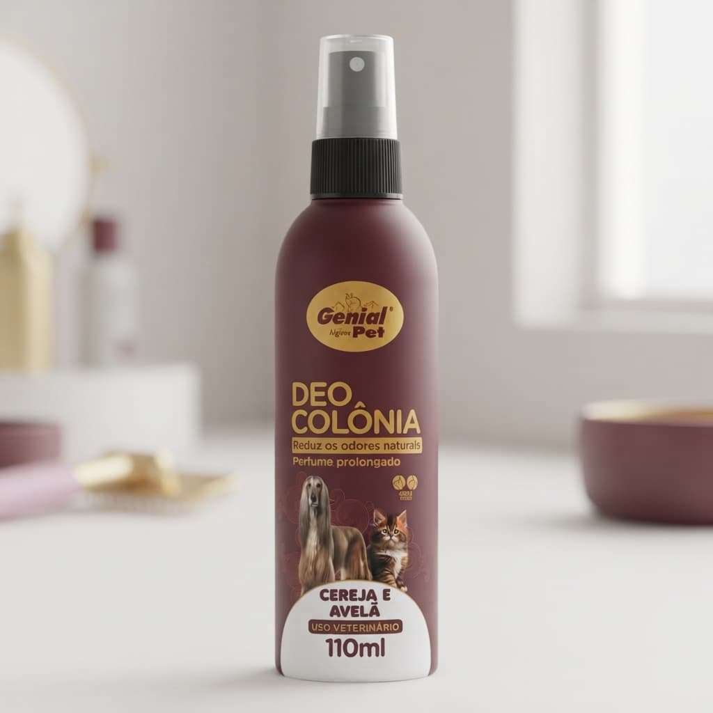 Deo Colônia Cereja Avelã 110ml Genial Pet Perfume para Cães e Gatos