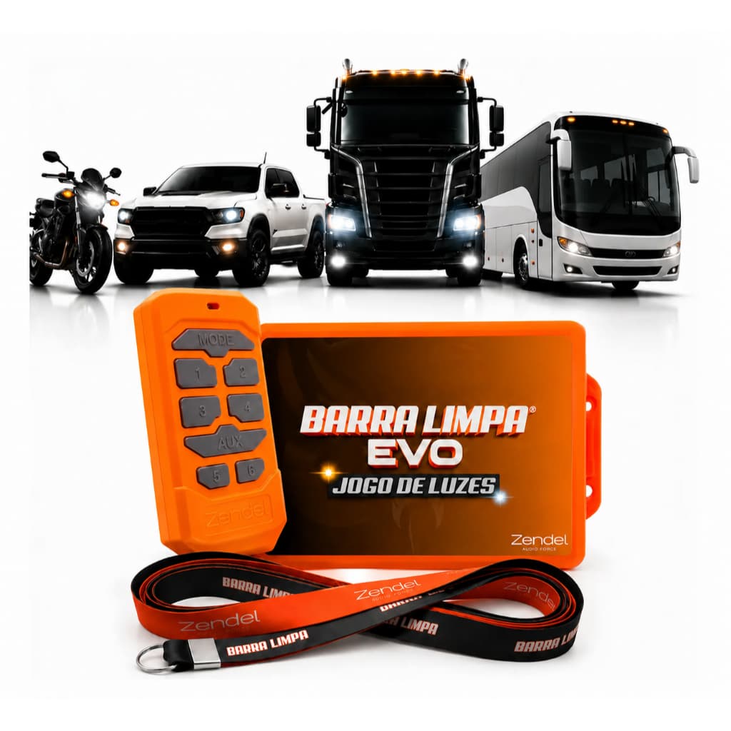 Barra Limpa Evo Zendel Central Jogo Luzes Universal 12V 24V Pisca Farol Milha Carro Caminhão