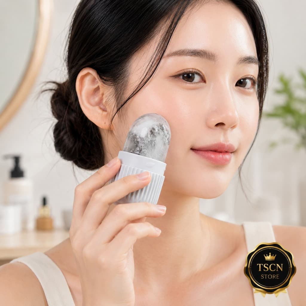 Massageador Facial de Gelo Ice Roller Rosto Anti Inchaço Olheiras Poros Skincare Reutilizável Refrescante