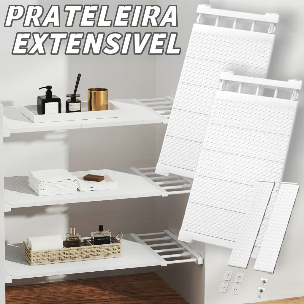Ajustável Organizador Prateleira Inteligente Retrátil portátil 80cm Branca Extensível Largura 24 cm