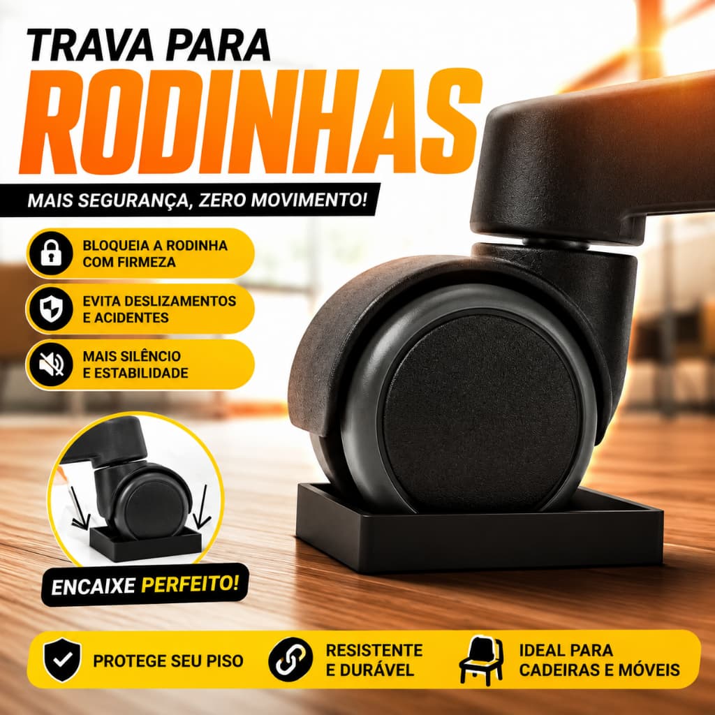 Kit 5 Trava Rodinha Cadeira Gamer Escritório Antiderrapante Fixador Rodízio Simulador Corrida Home Office Universa