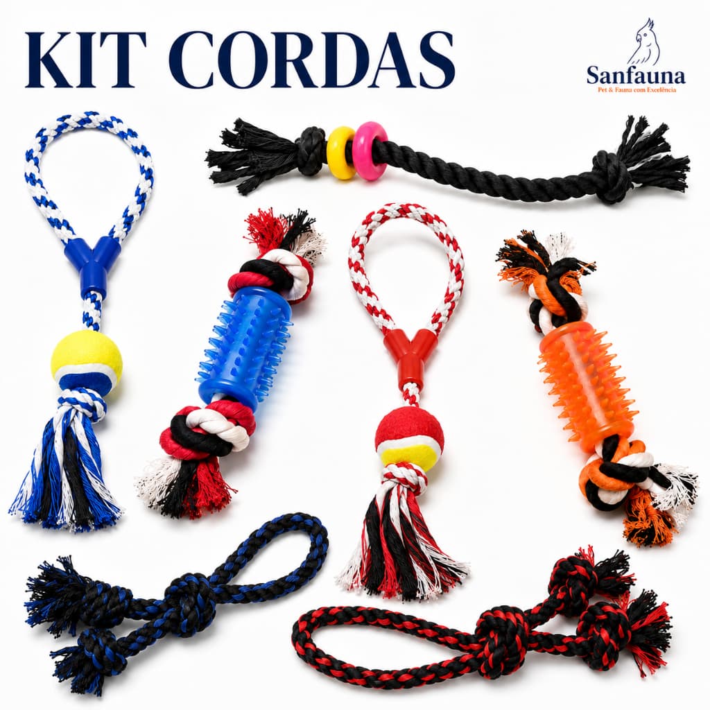 Kit 3/5/10 Brinquedos Corda para Cachorro Mordedor Resistente Pequeno Médio Grande Porte Pet Interativo