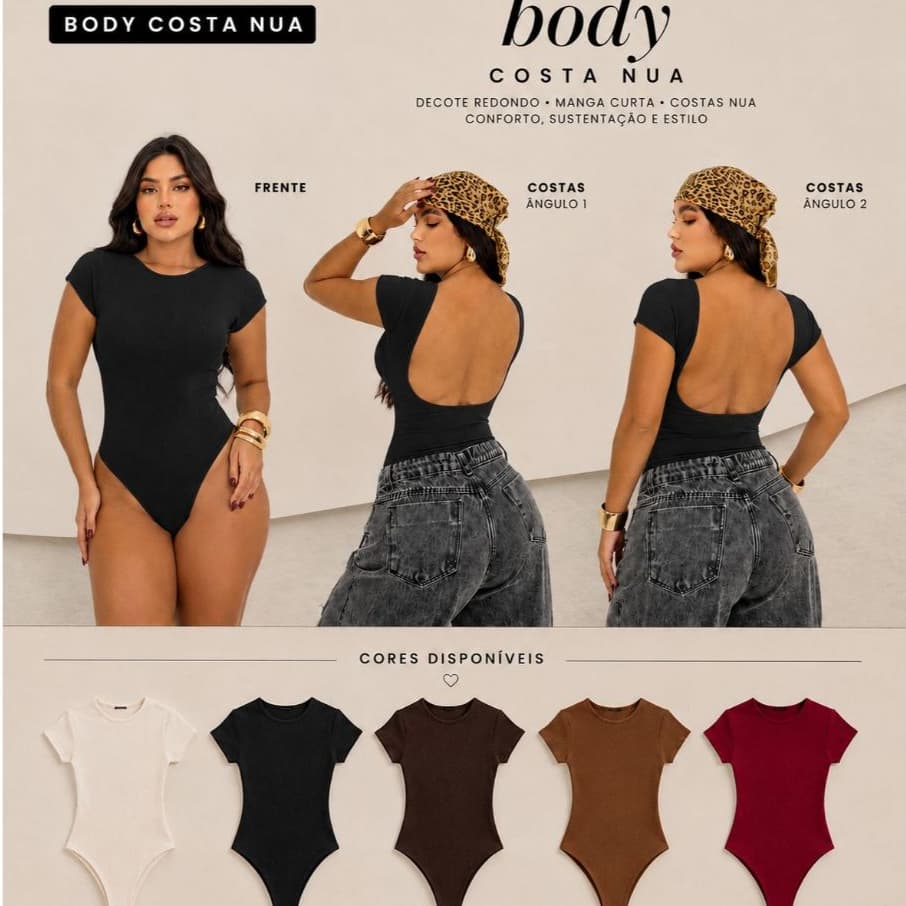 Body Bori Feminino Costa Aberta Collant Decote Costa Básico Casual Dia Noite Blusa Manga Férias