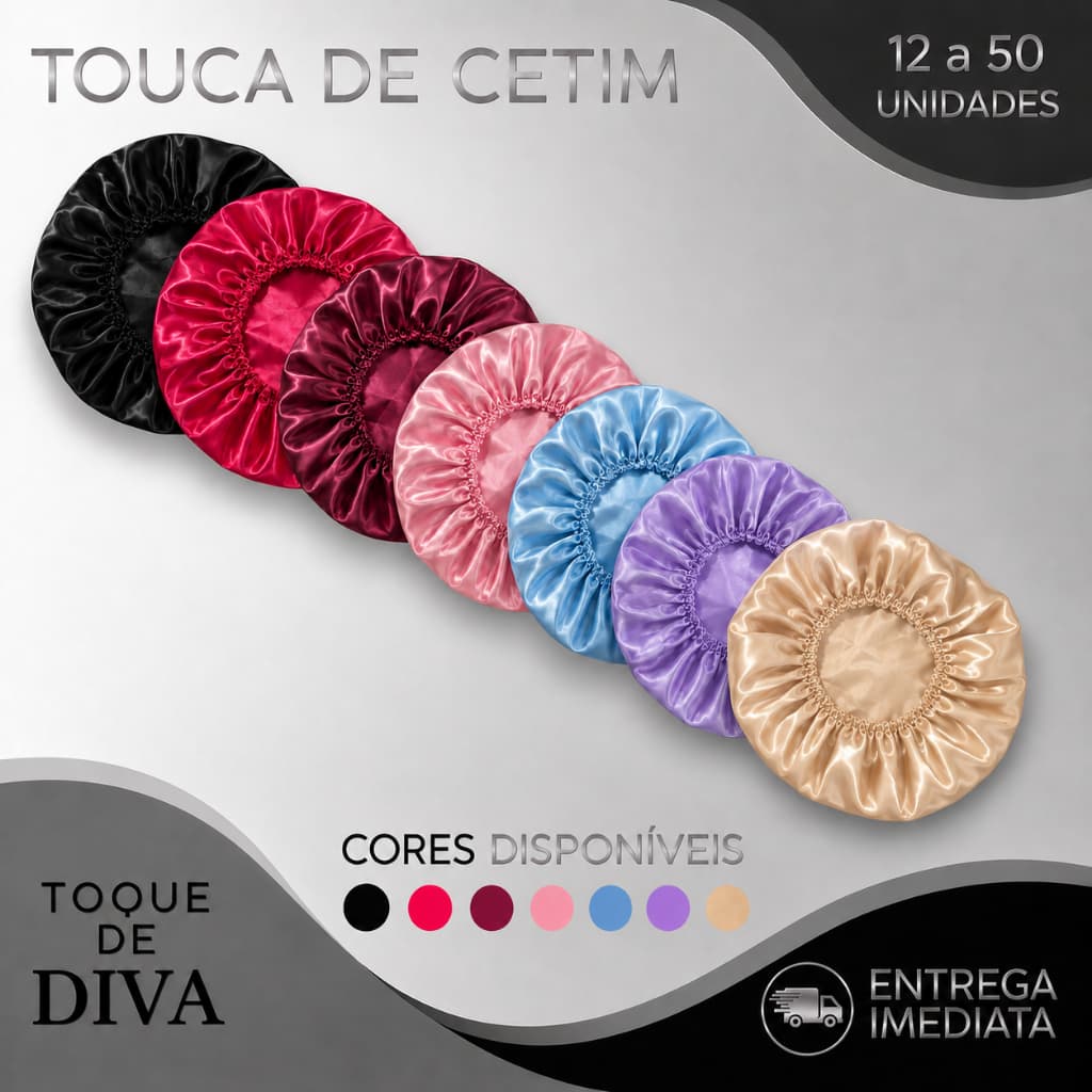 Kit 12 a 50 Touca De Cetim Antifrizz Noturna Dormir Day After Cabelo Cacheado Crespo Liso