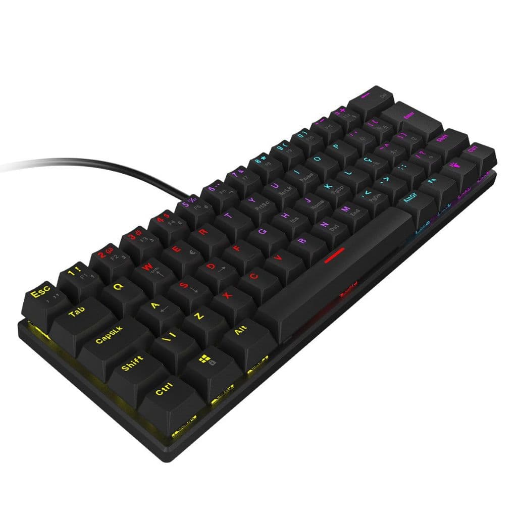 Teclado Mecânico Gamer 60% Compacto ABNT2 Com Ç Switch Red LED RGB Rainbow USB Vinik Anihi
