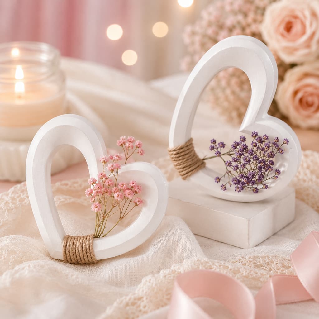 Kit Lembrancinha Casamento Personalizada Coração com Flor e Tag