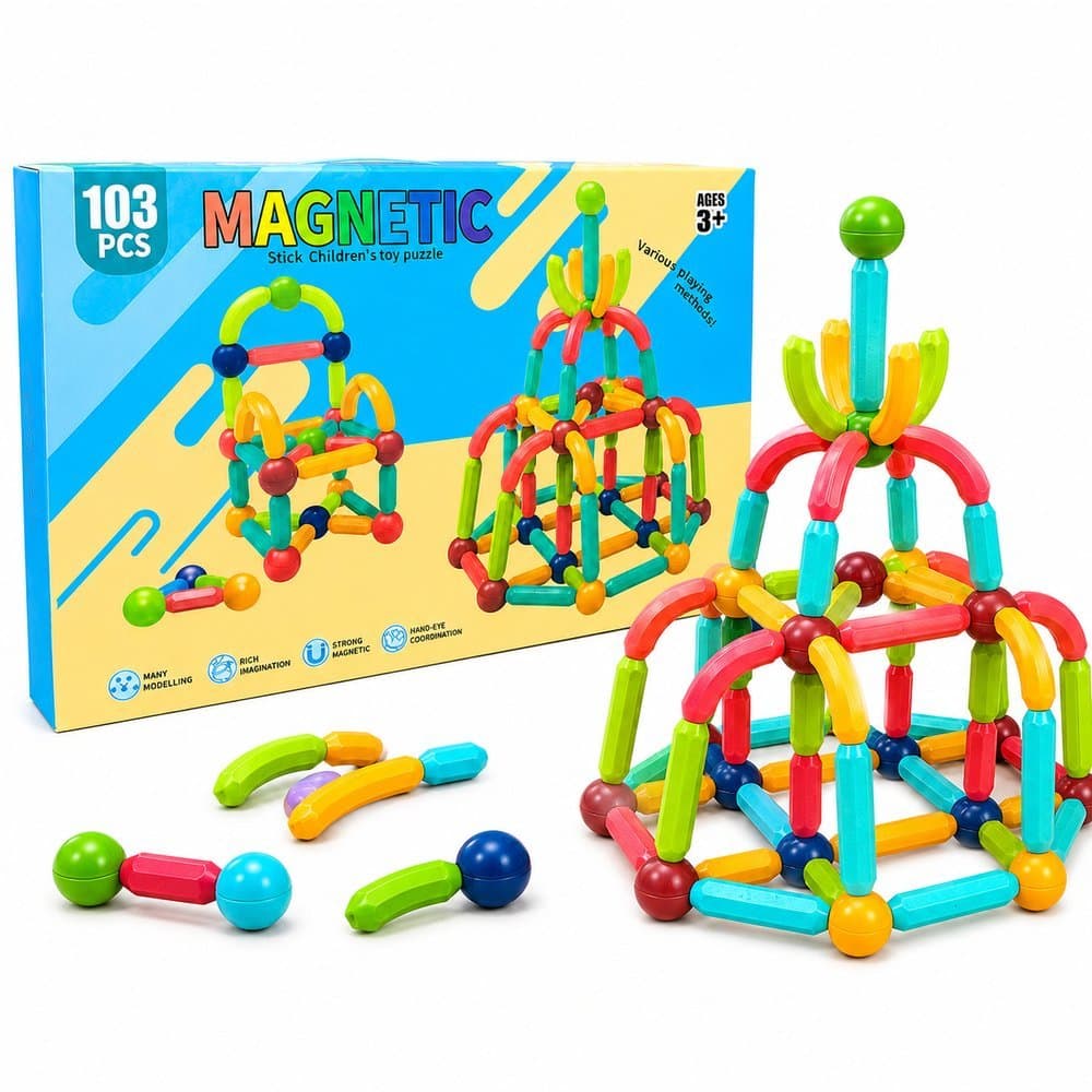 Bloco de Montar Magnético Ímã de Construção 3D Montagem 103 Peças