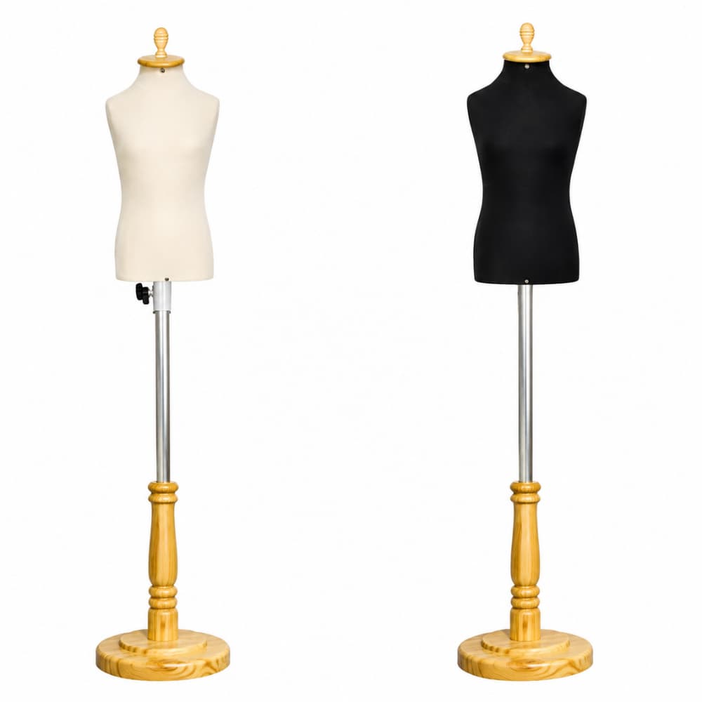 1 Busto Manequim Infantil Forrado Moulage loja vitrine Confecção pedestal Madeira Redondo + Pino