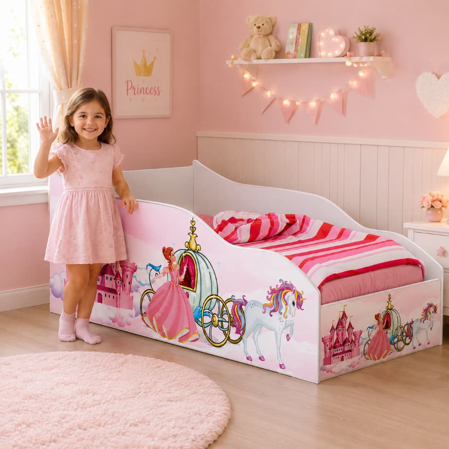 Mini Cama Infantil Princesa com Grade Proteção Sem Colchão