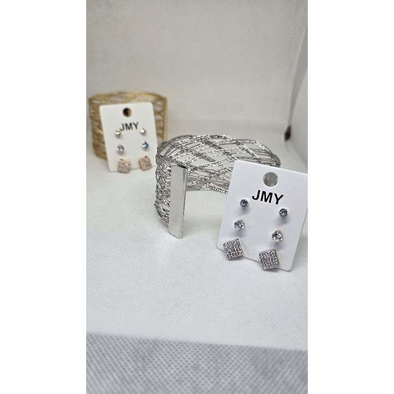 Kit Joias Luxo – 3 Pares de Brincos + 1 Bracelete