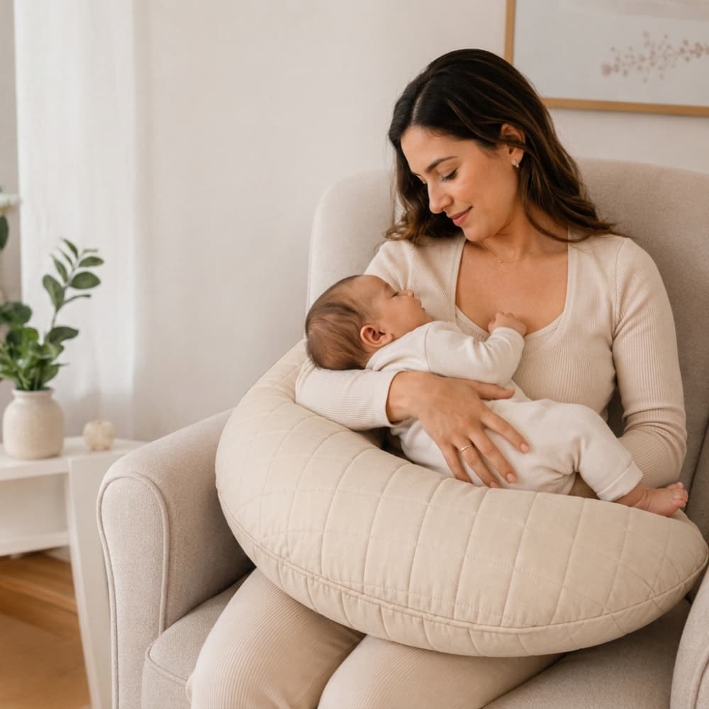 Almofada Apoio Travesseiro Para Amamentação Matelada Confortável Ergonômica Macia Grande Com Capa Lavável Para Bebê