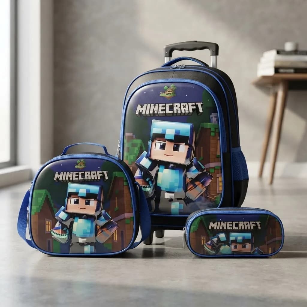 Kit Mochila Escolar Infantil Com Estampa Mi