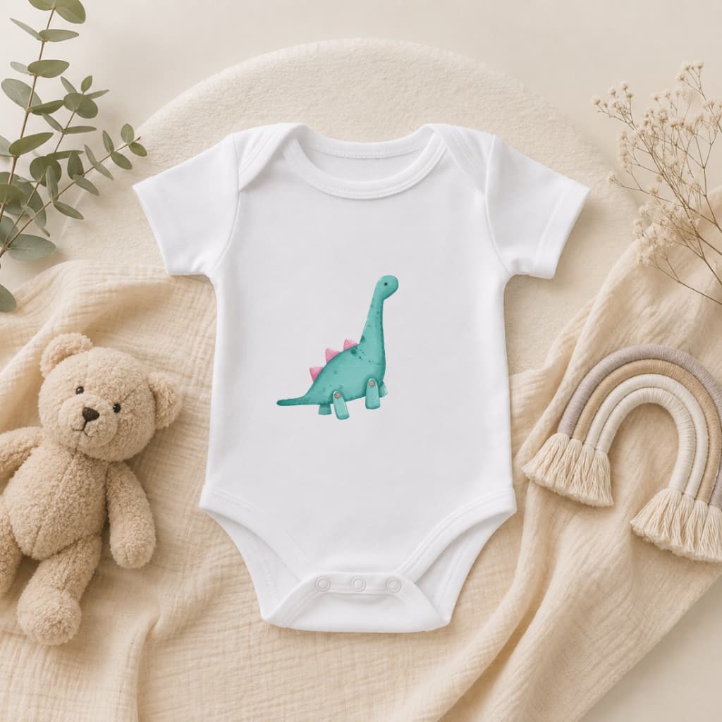 Body Bebê Dinossauro Fofo | Body Infantil Masculino | Body de Bebê Estampado | Roupa Bebê Menino | Presente Bebê