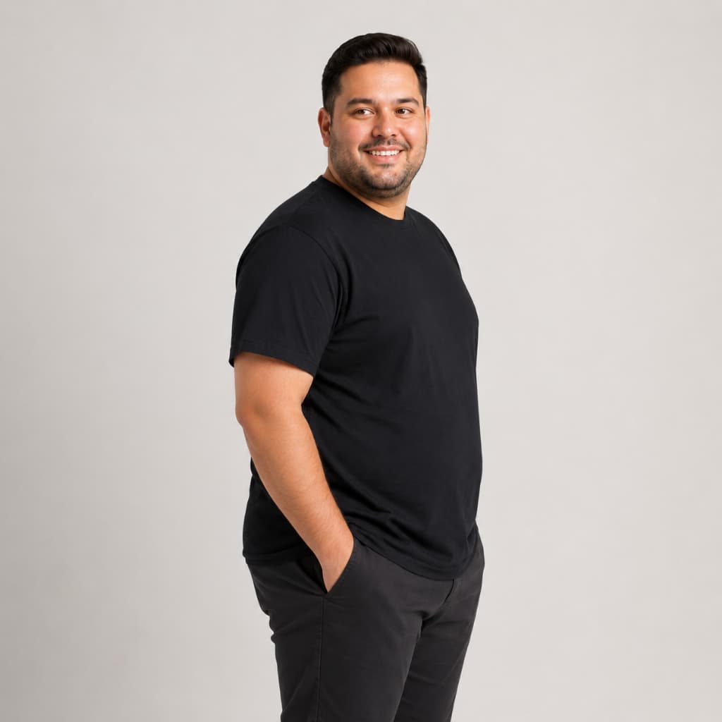 Camiseta Masculina Plus Size Algodão Lisa Extra Grande Confortável Dia a Dia