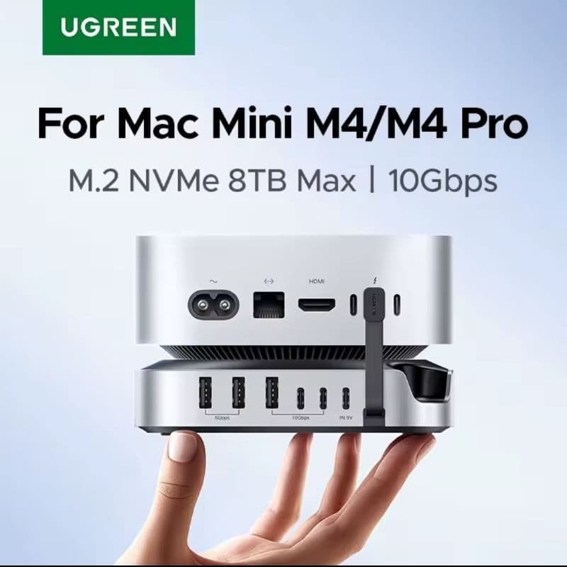 Hub Ugreen para Mac Mini M4 M4 Pro com SSD M2 NVMe USB C SD TF