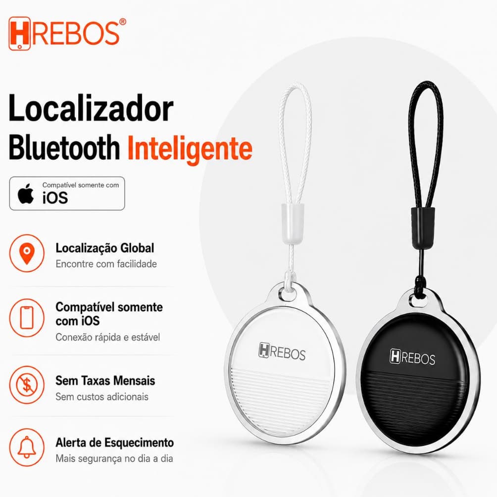 HREBOS Rastreador Bluetooth antifurto/antiperda: bateria de longa duração, à prova d'água e posicionamento preciso.