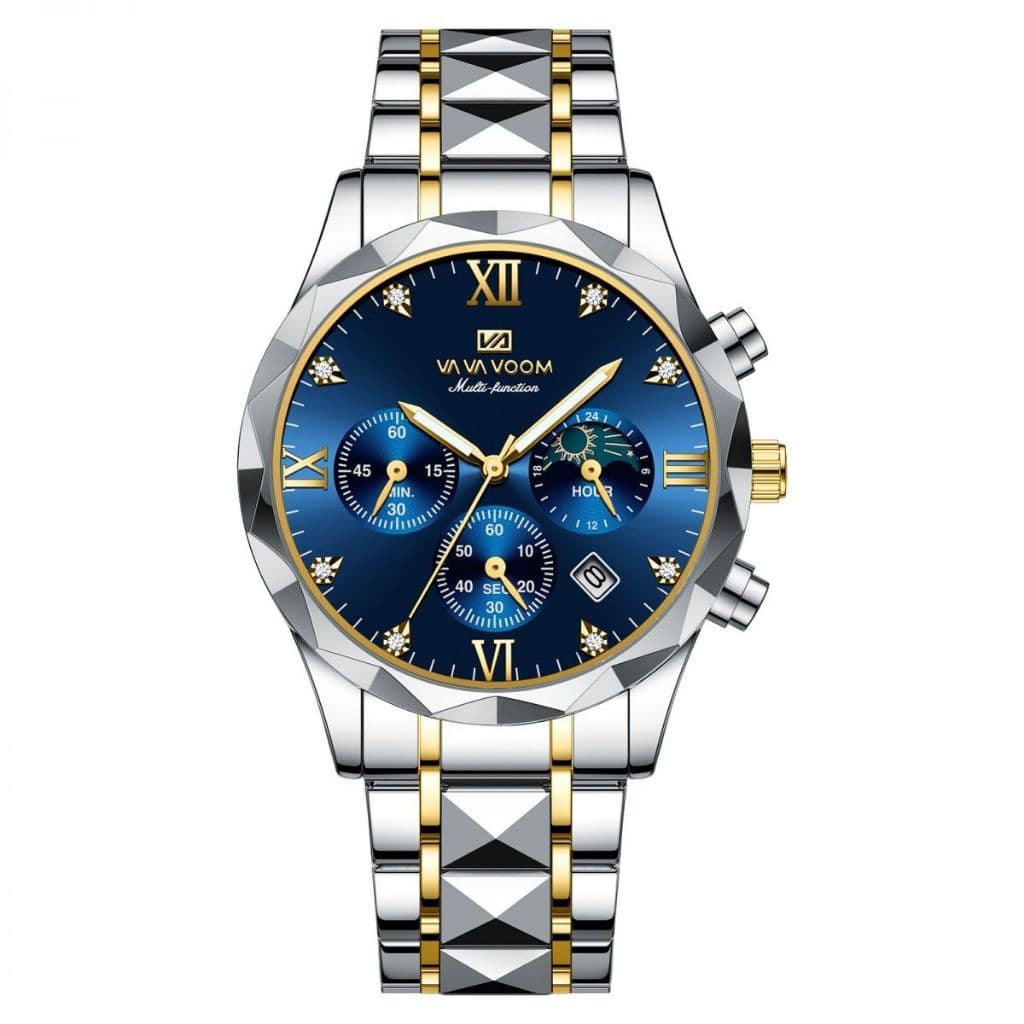 Relógio Masculino Luxo Aço Inoxidável Quartzo 3ATM Calendário Luminoso