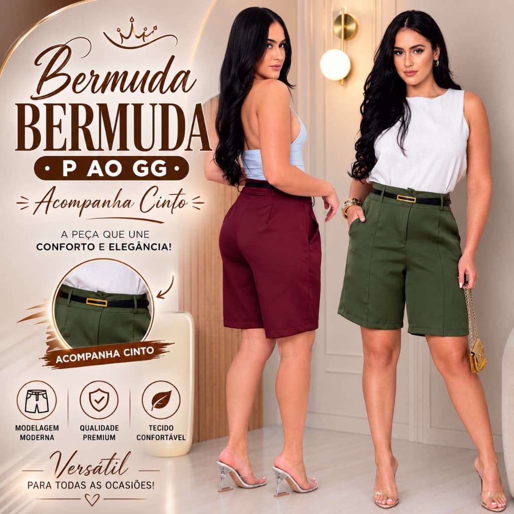 Short Bermudas Social ACOMPANHA CINTO
