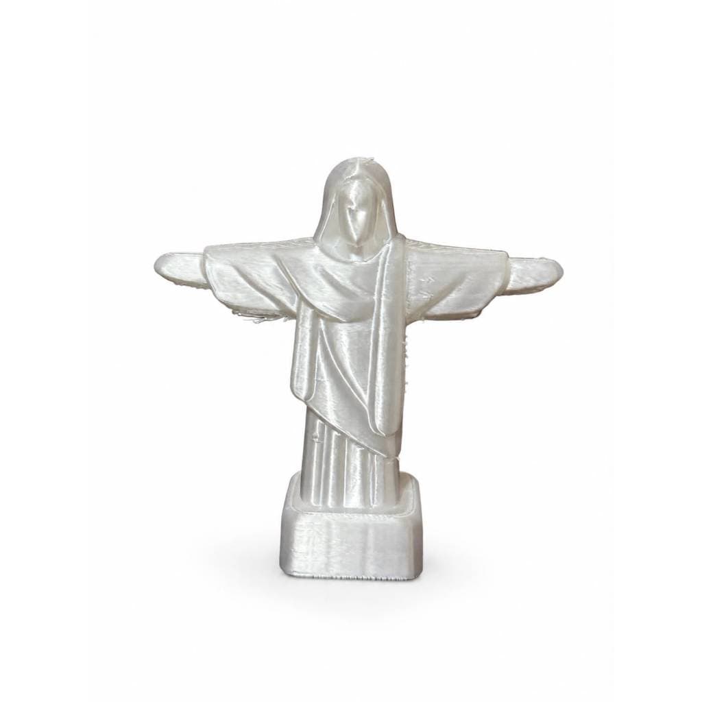 Mini Cristo Redentor 3D Decorativo – Estátua de Jesus Cristo Enfeite Religioso Presente Branco