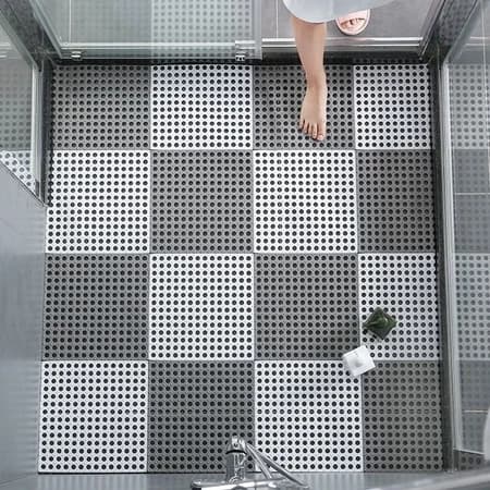 Kit 6 30x30cm Tapete De Borracha Modular Para Chuveiro De Banheiro Antiderrapante, Vestiário, Sauna