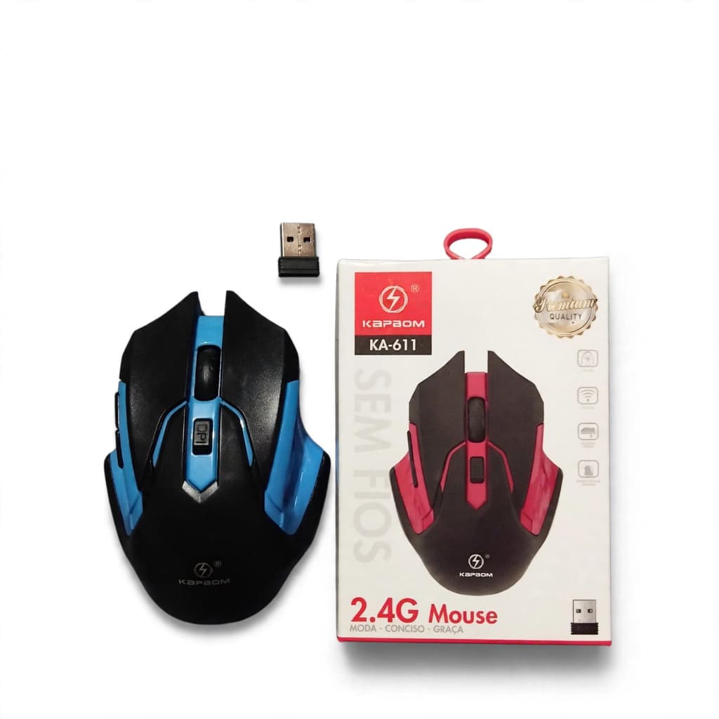 Mouse Sem Fio Kapbom KA-611 Azul | Wireless 2.4G com DPI Ajustável
