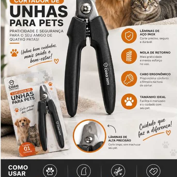 Alicate de Unha Para Pet, Cortador de Unhas Cães e Gatos, Alicate Pet.