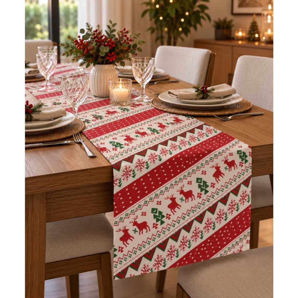 Caminho Trilho de mesa central Decoração de Natal 100% Poliester 28cm tamanho diversos