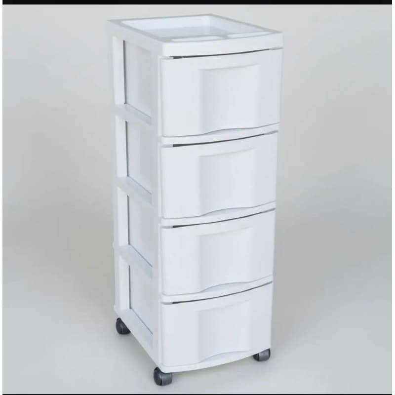 Gaveteiro Plástico Branco 4 Gavetas Rodinhas Agraplast 600