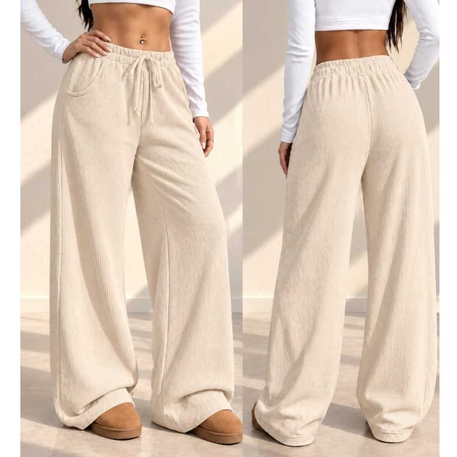 Calça Pantalona Feminina Tecido texturado Calça Feminino Cintura Alta Pantalona Elegante