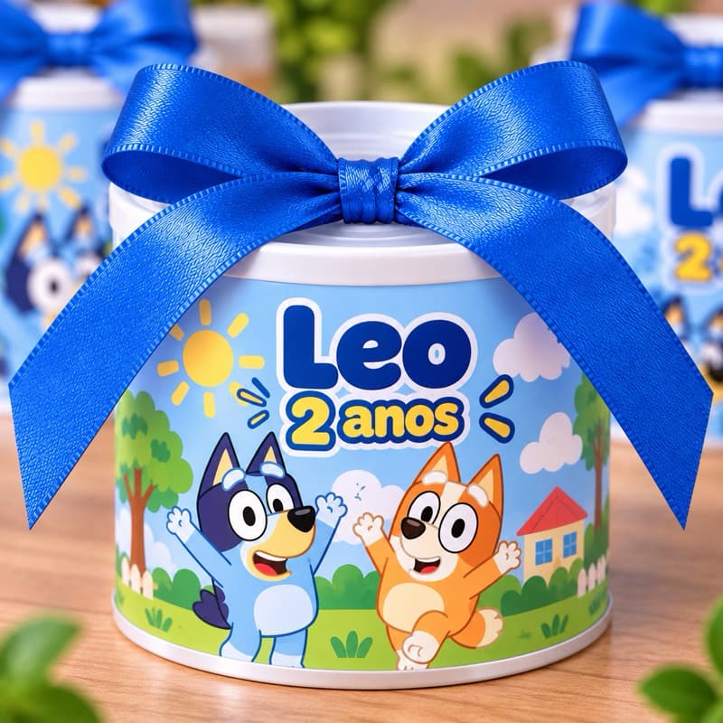 Tubolata Bluey e Bingo Personalizada 5x6cm Lembrancinha Aniversário Festa Infantil