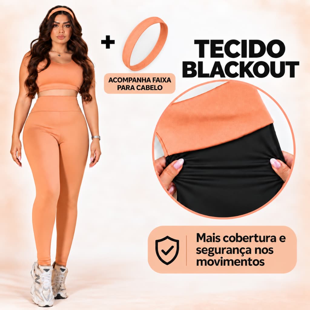 Conjunto Blackout Top e calça Maxima opacidade + Faixa para  cabelo