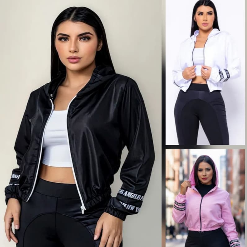 Kit 3 Jaqueta Feminina Corta Vento com Capuz Moda Outono Inverno