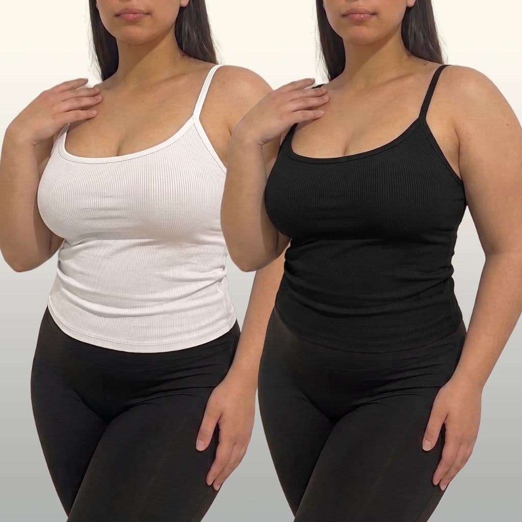 Kit 2 Blusa Plus Size Alcinha Canelada Feminina Básica Regata Confortável
