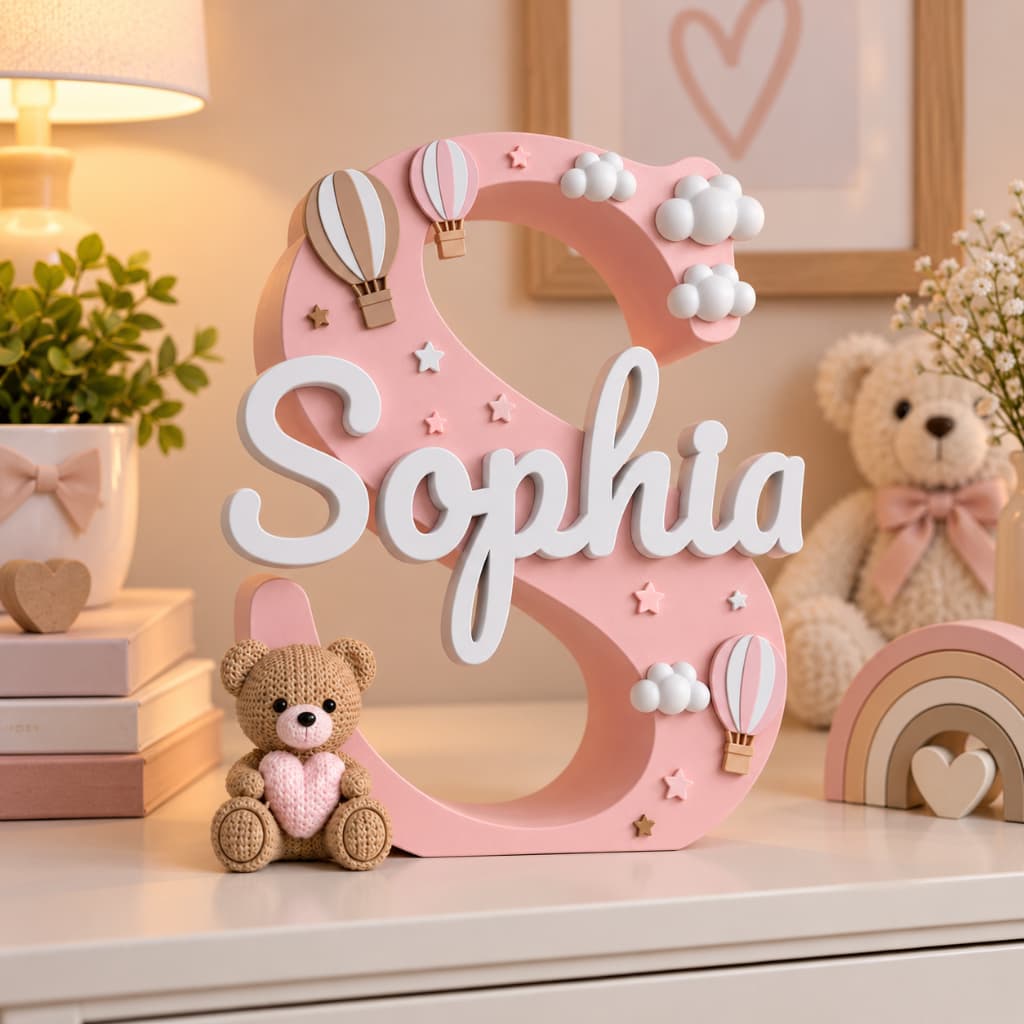 LETREIRO 3D PERSONALIZADO COM NOME – BEBÊ DECORAÇÃO DE FESTA PORTA MATERNIDADE ANIVERSÁRIO CHÁ DE BEBÊ MENINA MENINO