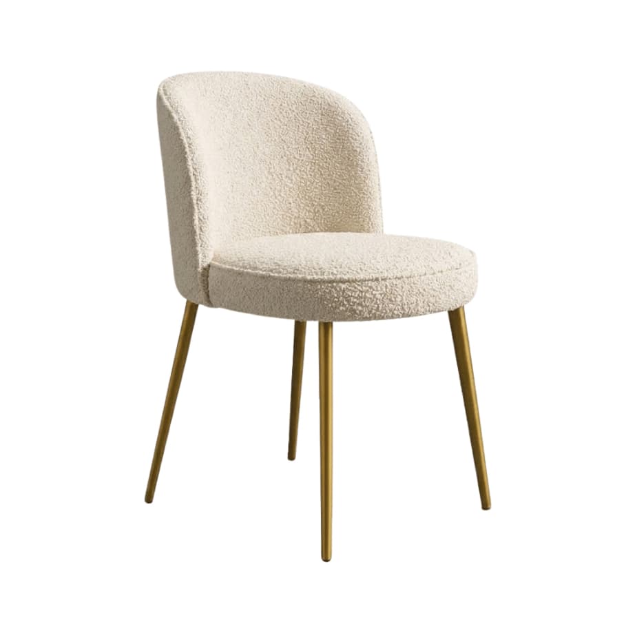 2 un Cadeira De Jantar Organica Boucle Base Champanhe