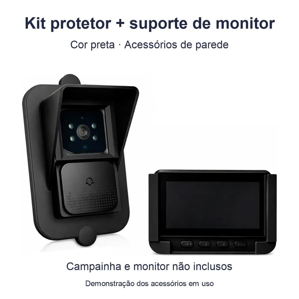 Kit Protetor Anti Furto Para Campainha Video Porteiro Kit Preta N