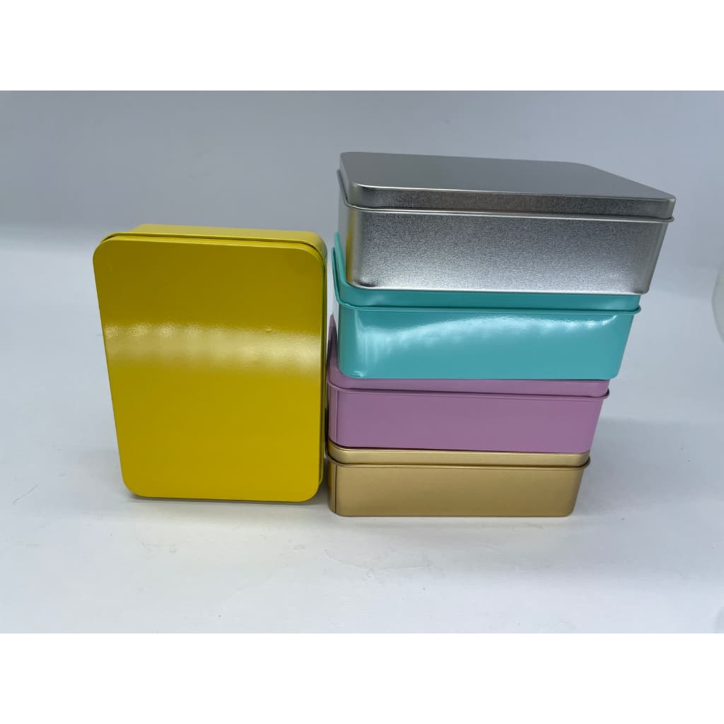 LATA DE METAL RETANGULAR 12CM X 9CM X 4CM PACOTE COM 4 UNDS  MESMA COR
