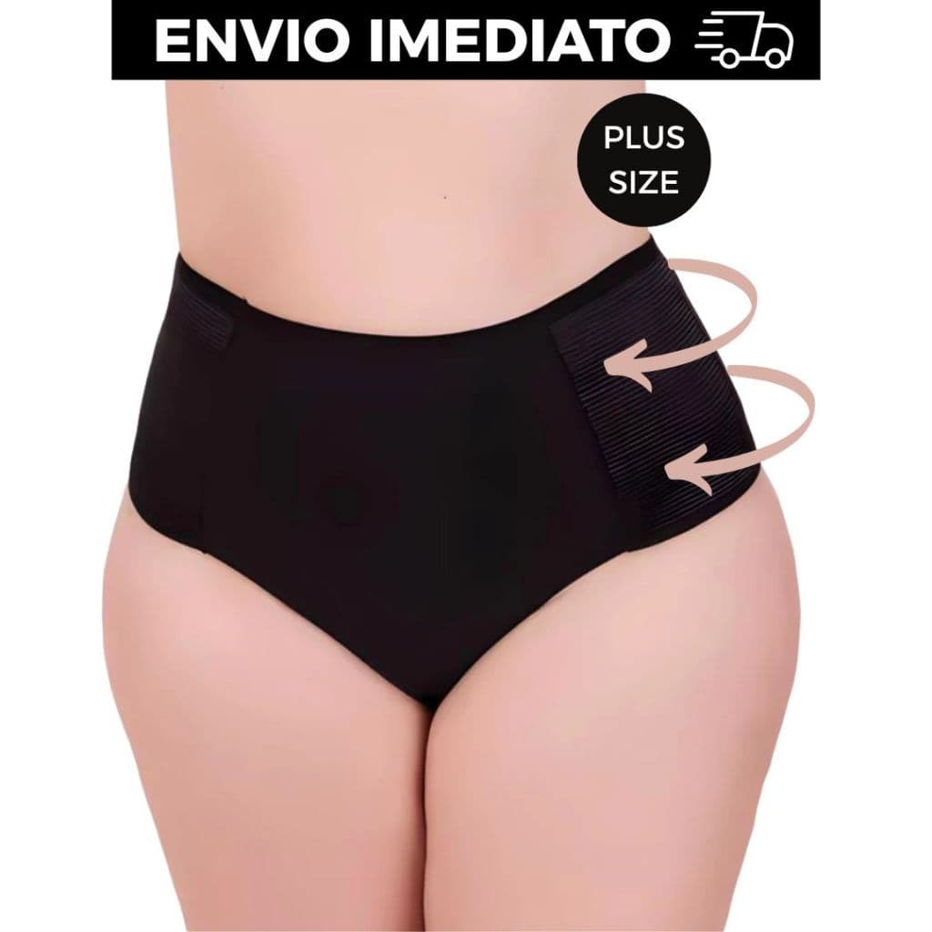 Kit 3 Calcinha Cinta Lateral Modeladora Plus Size Redutora de Medidas Cintura Alta Pós Parto