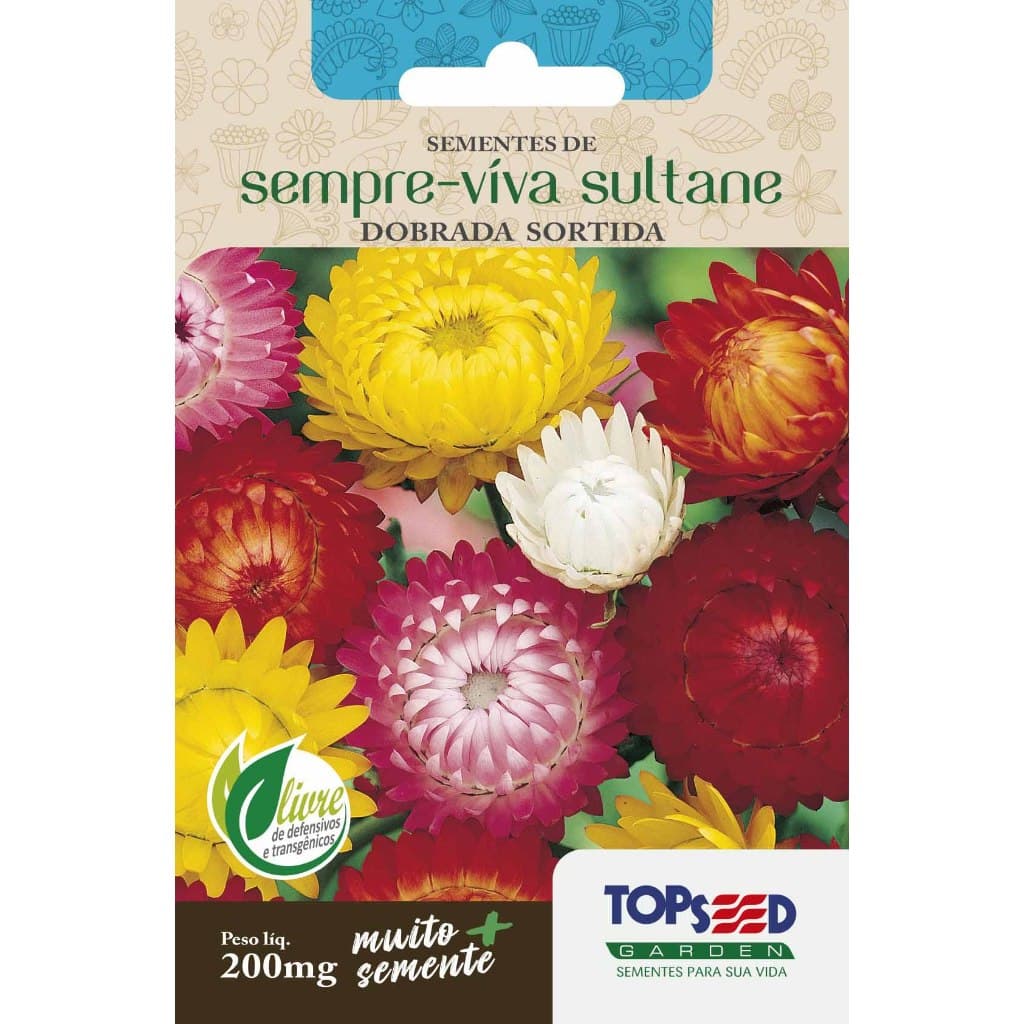 SEMENTE DE SEMPRE-VIVA DOBRADA SORTIDA - FLOR DE PALHA - HELICHRYSUM (12675)