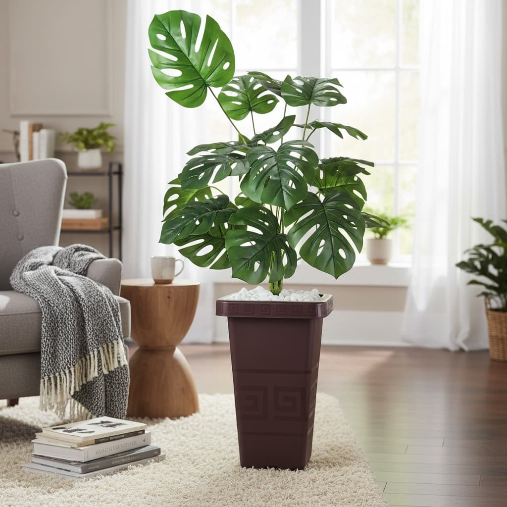 Planta Artificial Pedras  Decorativas E Enfeite Casa Sala + Vaso