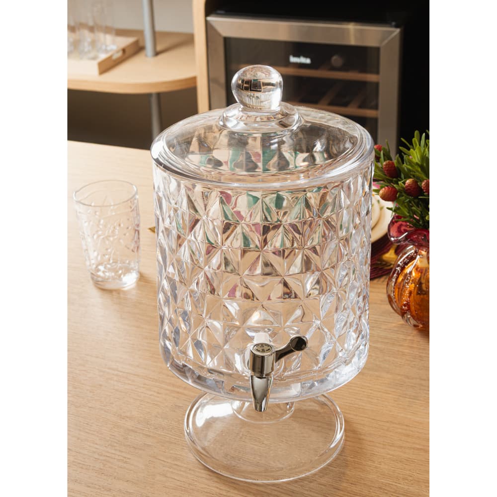 Suqueira de Cristal 4,5L com Pé, Tampa e Torneira Bold Diamond Lyor Qualidade Premium e Elegante