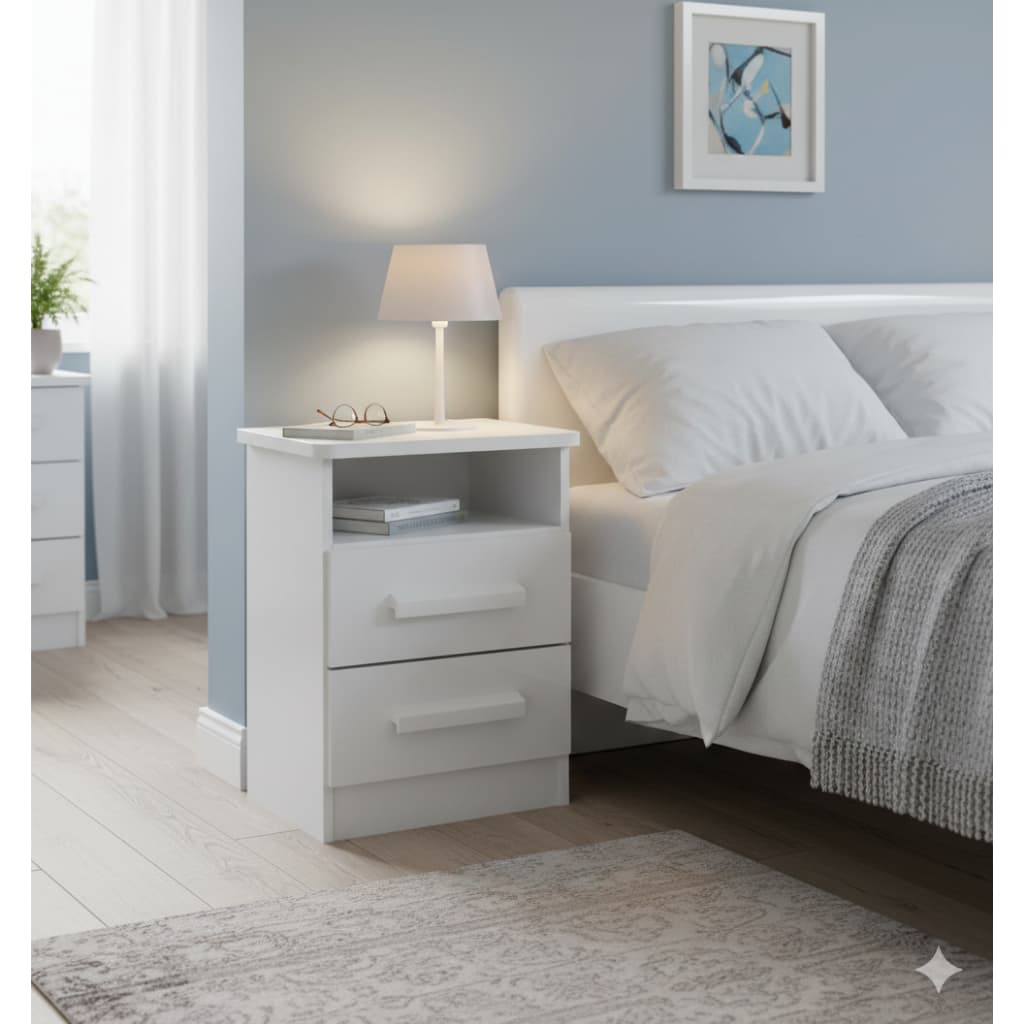 Mesa de Cabeceira Firenze Funcional Moderno 2 Gavetas MDF e MDP
