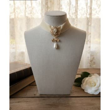 Broche e choker duas formas de uso NOVIDADE camafeu e colar 2 cm champagne