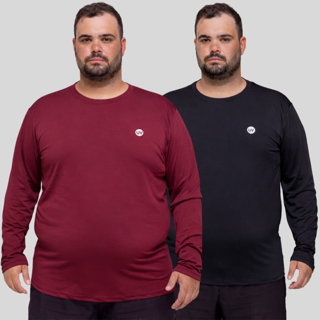 Kit 2 Blusas Térmica Masculina UV 50 Plus Size Leve, Fresca e Confortável Extra Plus Size G1 ao G5