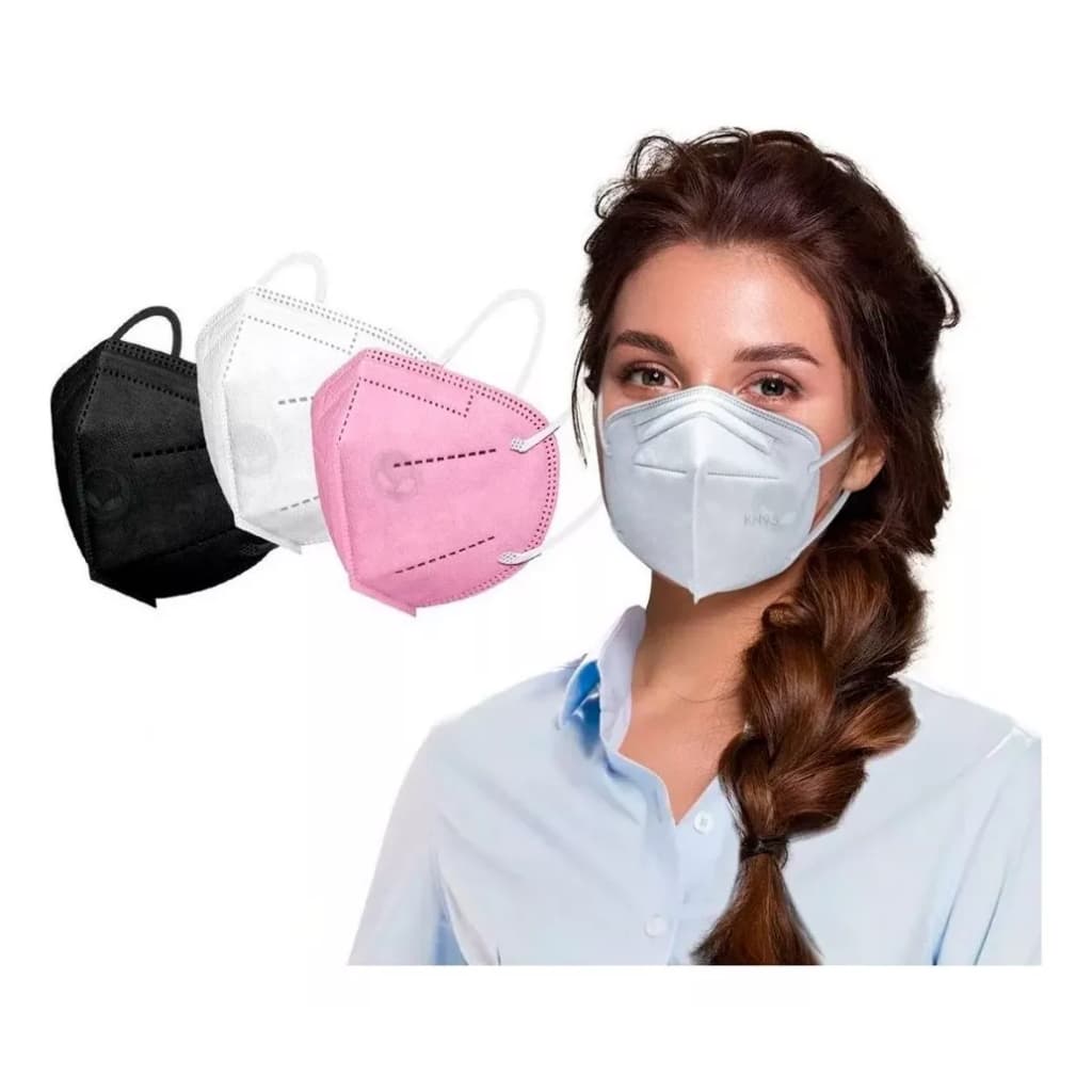 Kit 100 Máscaras Tripla Proteção Facial 3D KF94 Reutilizável Cores variadas