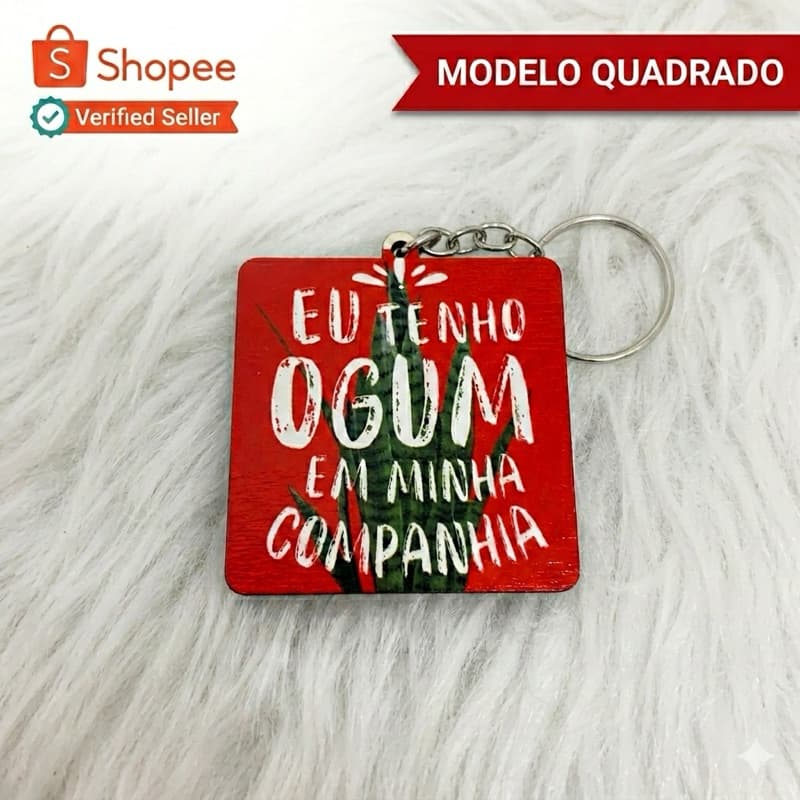 Chaveiro MDF - São Jorge/Ogum -EU TENHO OGUM EM MINHA COMPANHIA