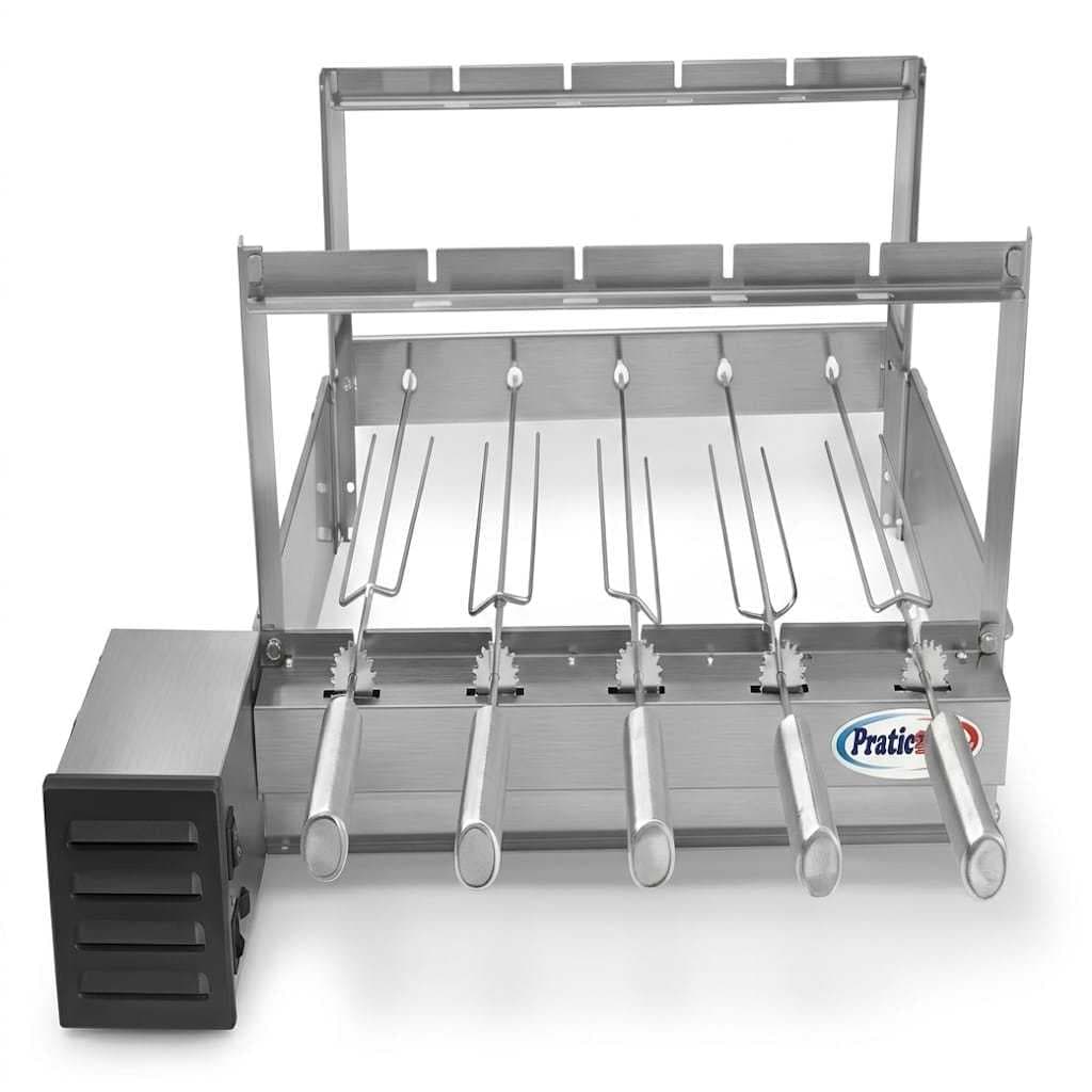 Gira Grill Churrasqueira Giratória Inox 5 Espetos Motor Weg